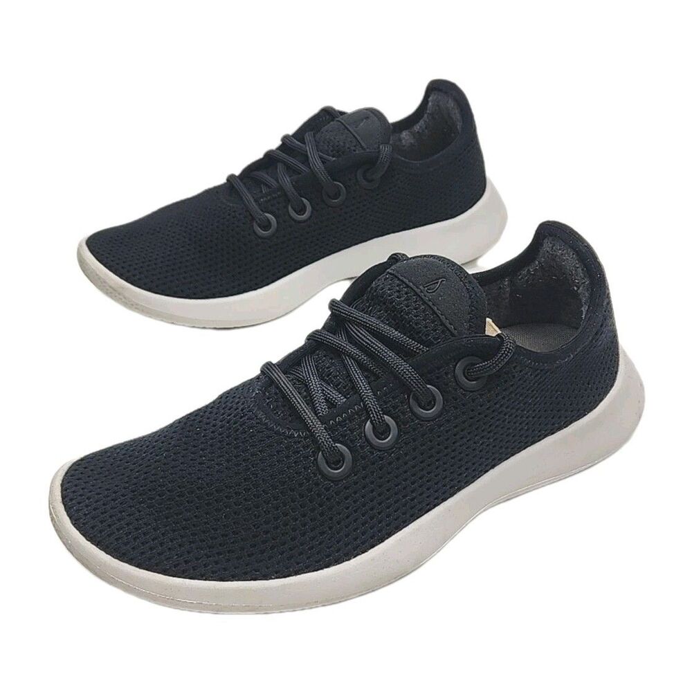 Allbirds Sneaker Shoe Tree Runner Women Size 7 Black White Lace-Up Mesh Run